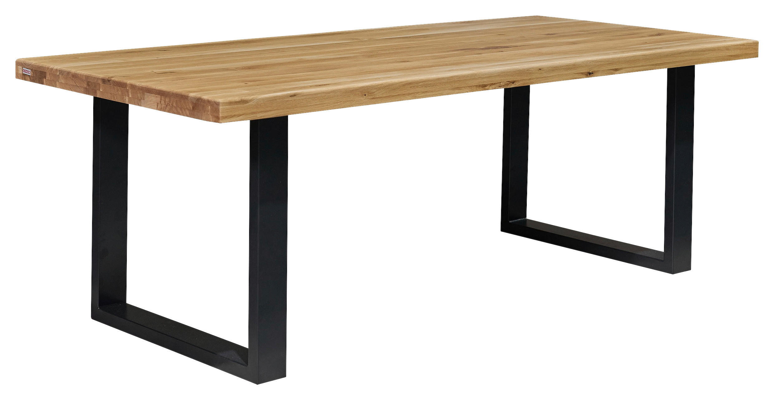 ESSTISCH Eiche massiv rechteckig Schwarz, Eichefarben  - Eichefarben/Schwarz, MODERN, Holz/Metall (220/100/76cm) - Boxxx