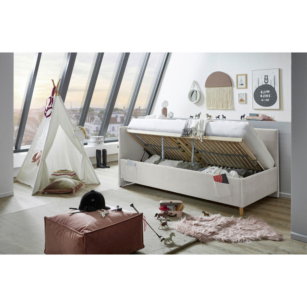 Thumbnail - Stylife Polsterliege, Beige, Holz, Birke, Buche,Eukalyptusholz, 140x200 cm, Reach, Bettkasten, Lattenrost, gepolstertes ...
