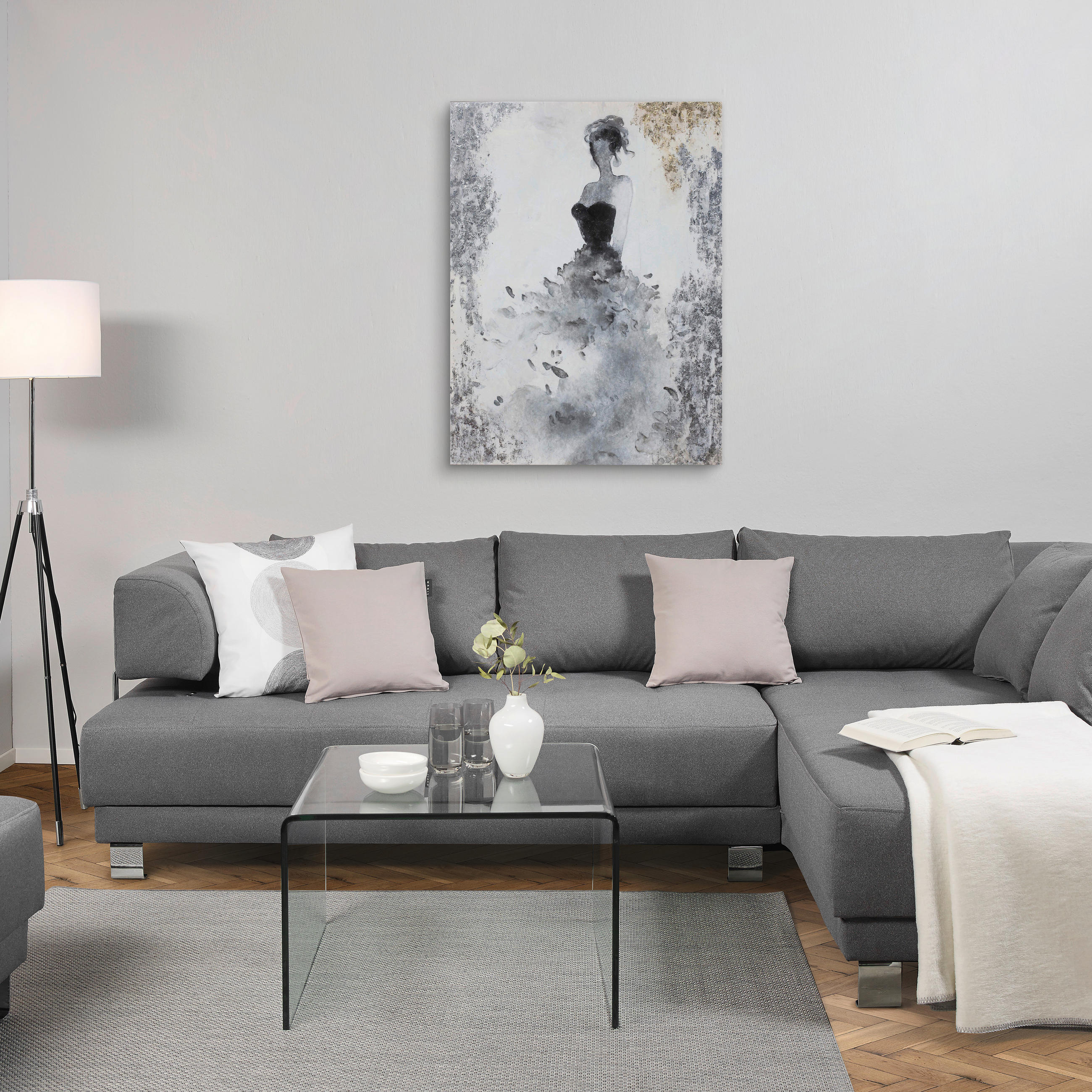 KUNSTDRUCK 90/120 cm  - Schwarz/Weiß, Design, Holz/Textil (90/120cm) - Monee