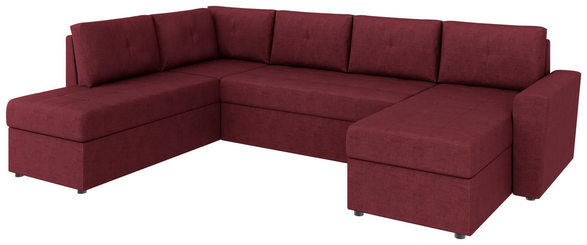 WOHNLANDSCHAFT TERMOLI Rot Jacquard  - Rot/Schwarz, Design, Kunststoff/Textil (155/296/155cm) - MID.YOU