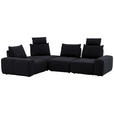 ECKSOFA  in Velours Dunkelblau  236/326 cm  - Schwarz/Dunkelblau, Design, Kunststoff/Textil (236/326cm) - Xora