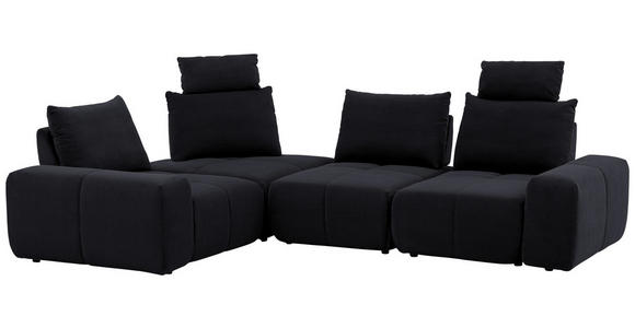 ECKSOFA  in Velours Dunkelblau  236/326 cm  - Schwarz/Dunkelblau, Design, Kunststoff/Textil (236/326cm) - Xora