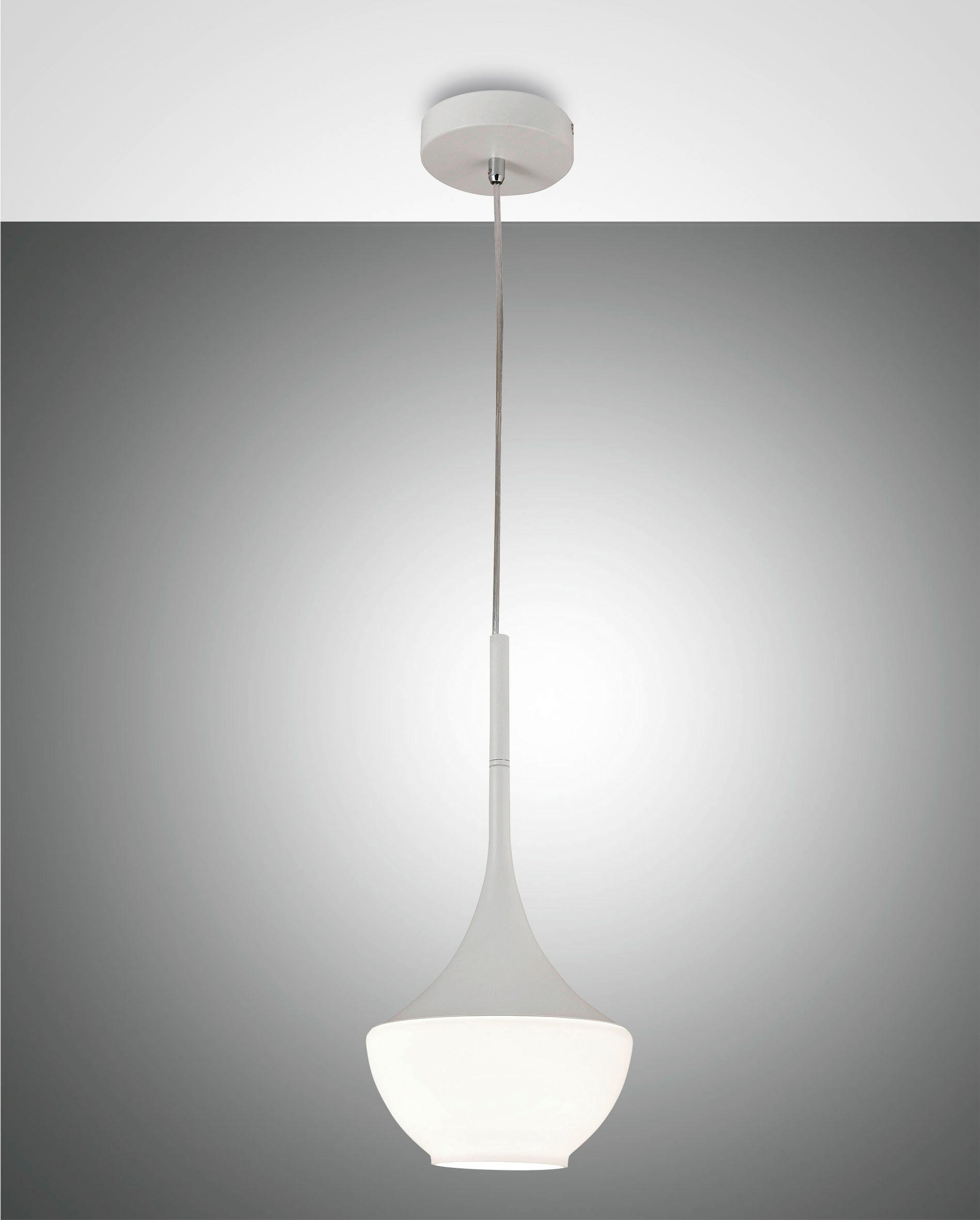 PENDELLEUCHTE 20/200 cm  - Weiß, Design, Glas/Metall (20/200cm) - Fabas Luce