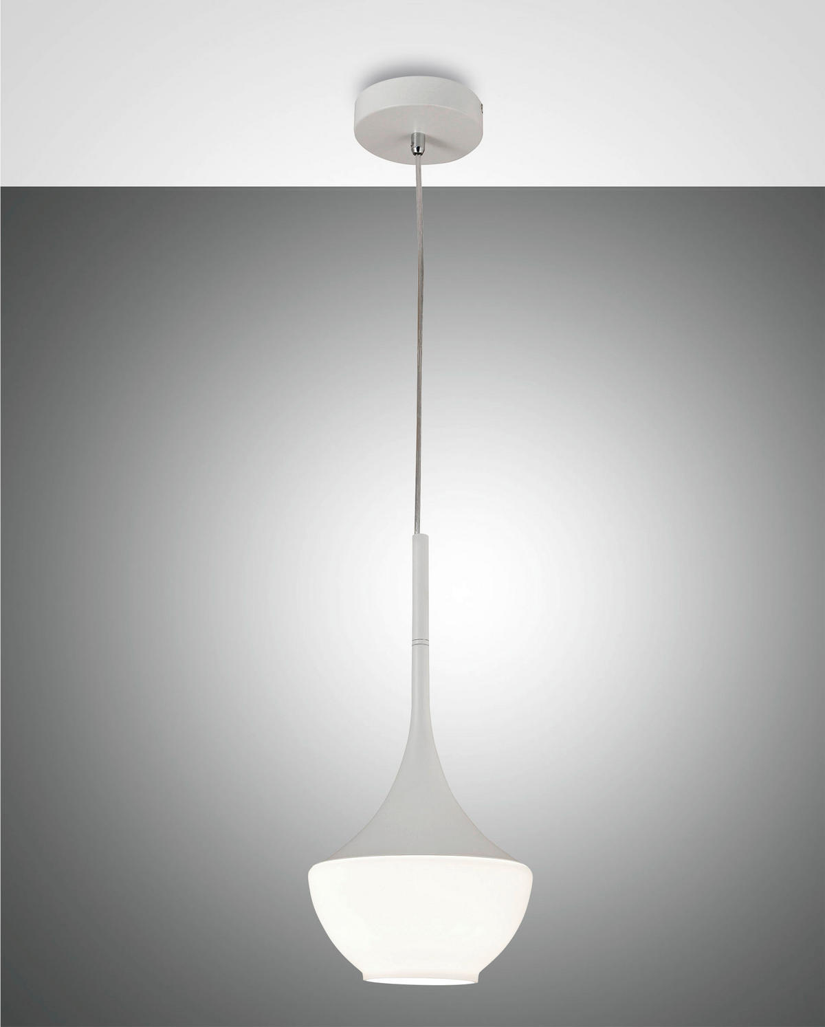 PENDELLEUCHTE 20/200 cm  - Weiß, Design, Glas/Metall (20/200cm) - Fabas Luce