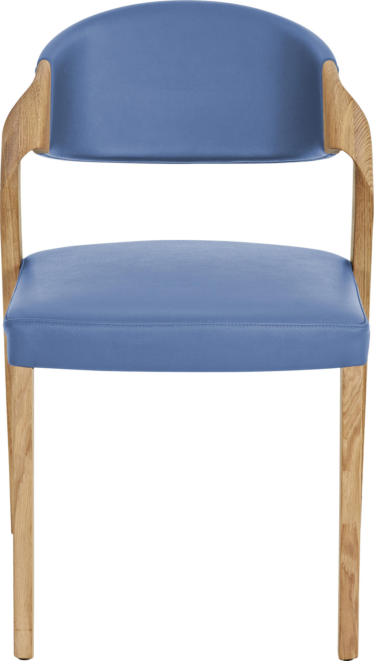 STUHL in Holz, Leder Blau, Eichefarben  - Blau/Eichefarben, Natur, Leder/Holz (53/82/57cm) - Voglauer