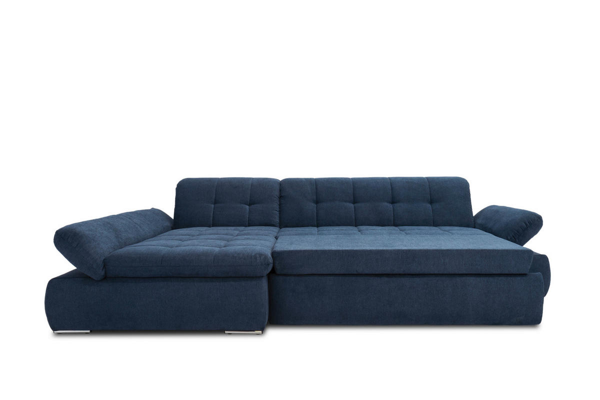 ECKSOFA Dunkelblau Mikrofaser  - Chromfarben/Dunkelblau, KONVENTIONELL, Textil/Metall (172/300cm) - MID.YOU