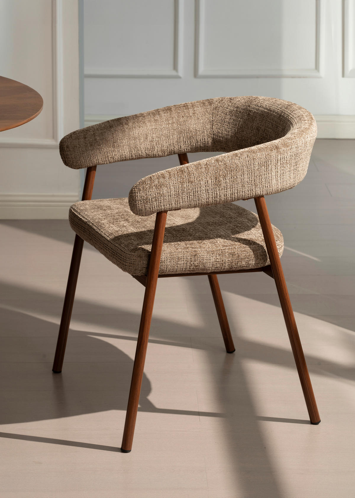 ARMLEHNSTUHL   Chenille  Braun, Walnussfarben  - Walnussfarben/Braun, MODERN, Holz/Textil (56/77/58cm) - Livetastic