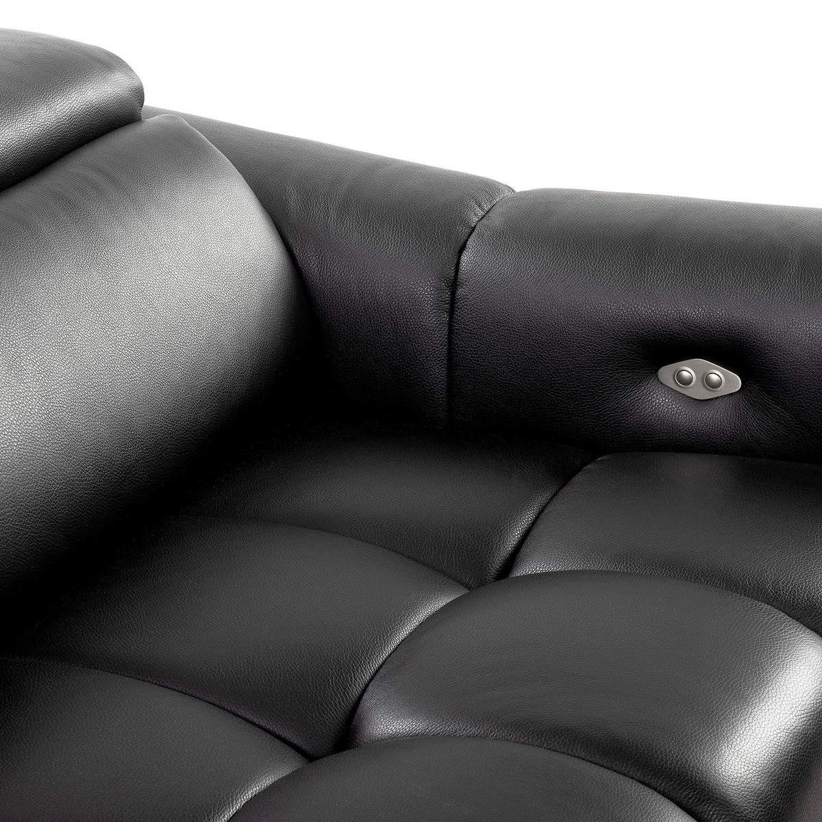 ECKSOFA AVEIRO Schwarz Echtleder Bettkasten, Kopfteilverstellung, Sitzvorzug  - Schwarz, Design, Leder/Kunststoff (177/274cm) - Livetastic