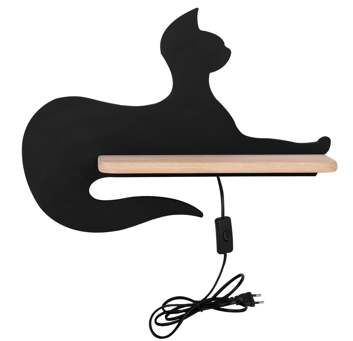 VÄGGLAMPA FÖR BARN Cat 36/12/26 cm   - svart, Basics, metall/trämaterial (36/12/26cm)