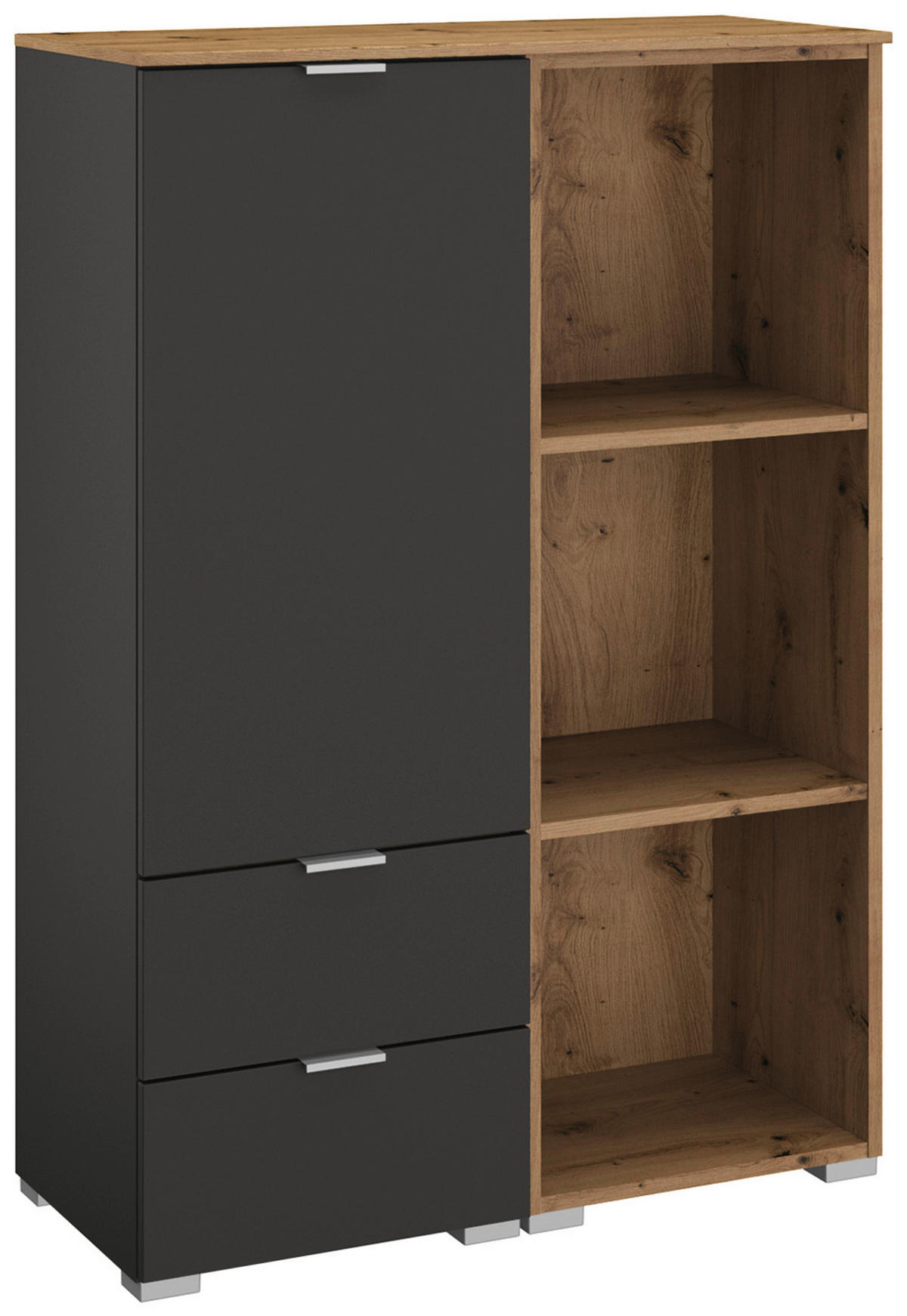 KOMMODE  in 80/119/42 cm  - Alufarben/Graphitfarben, Trend, Holzwerkstoff/Kunststoff (80/119/42cm) - Stylife