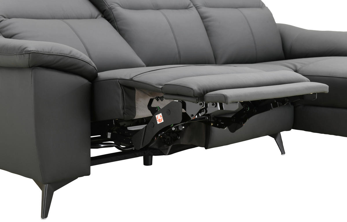 ECKSOFA  Lederlook Kombination Echtleder/Lederlook Schwarz  - Schwarz, Design, Leder/Textil (254/168cm) - Xora
