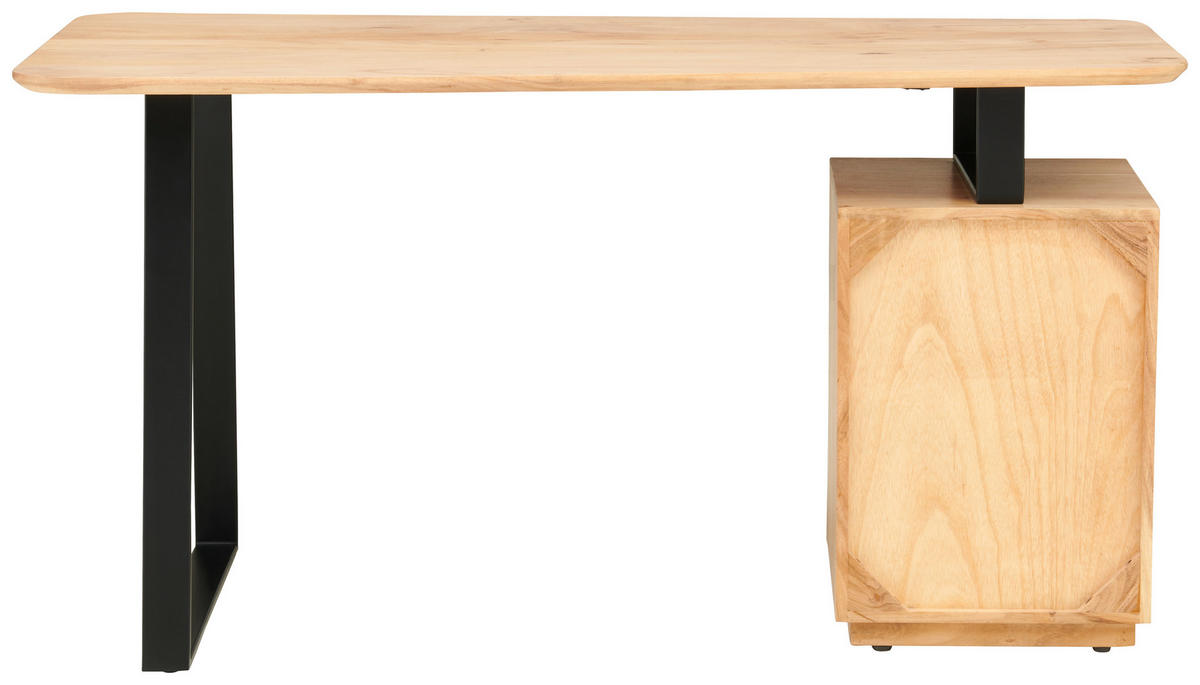 SCHREIBTISCH  in Schwarz, Akaziefarben  - Schwarz/Akaziefarben, MODERN, Holz/Metall (145/76/67cm) - MID.YOU