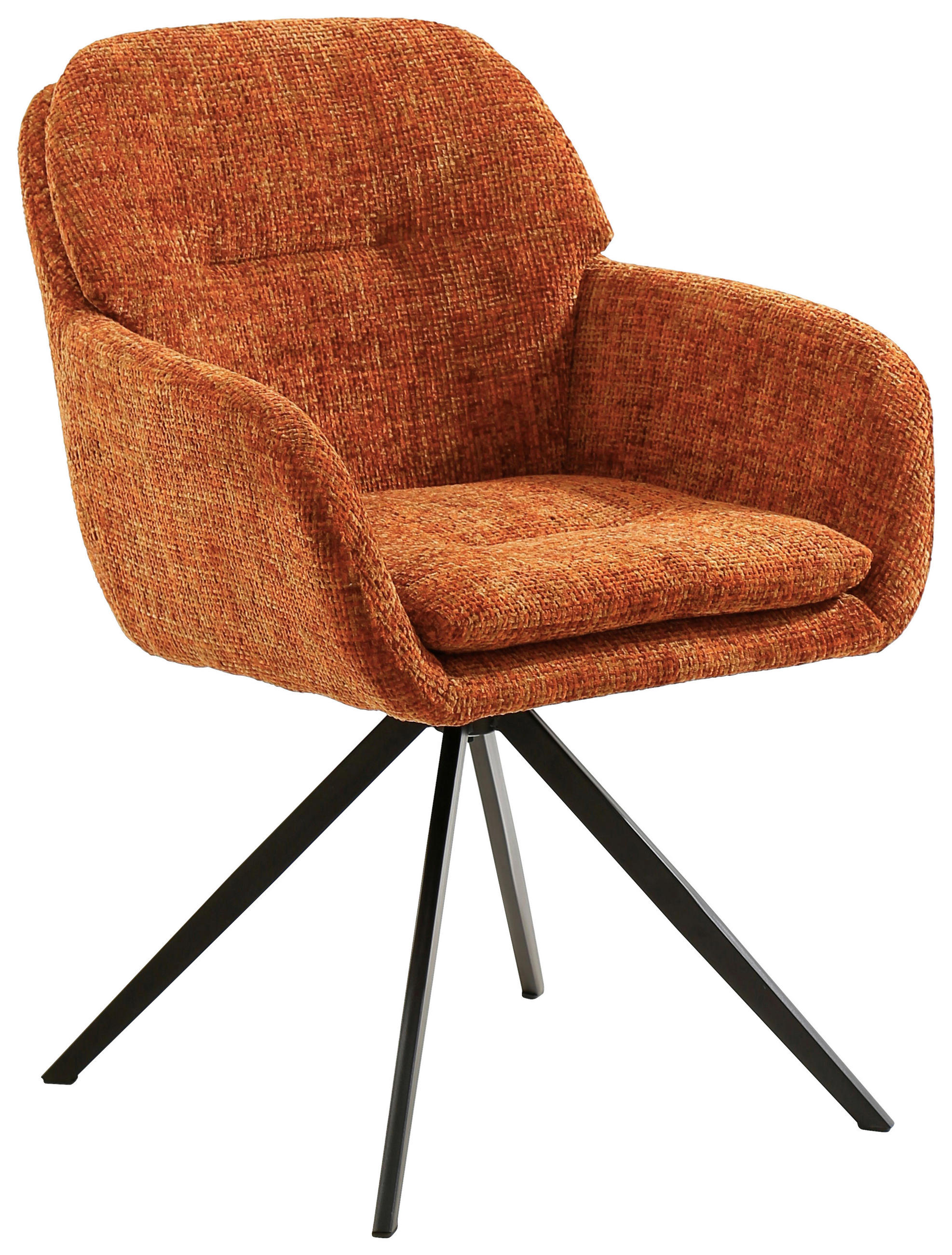ARMLEHNSTUHL  Stoffauswahl, Sitzfläche 360° drehbar Chenille  Orange, Schwarz  - Schwarz/Orange, Design, Textil/Metall (62/82,5/66cm) - Stylife