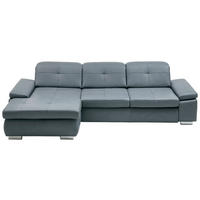 ECKSOFA in Echtleder Grau  195/309 cm  - Alufarben/Grau, Design, Leder/Metall (195/309cm) - Beldomo Premium