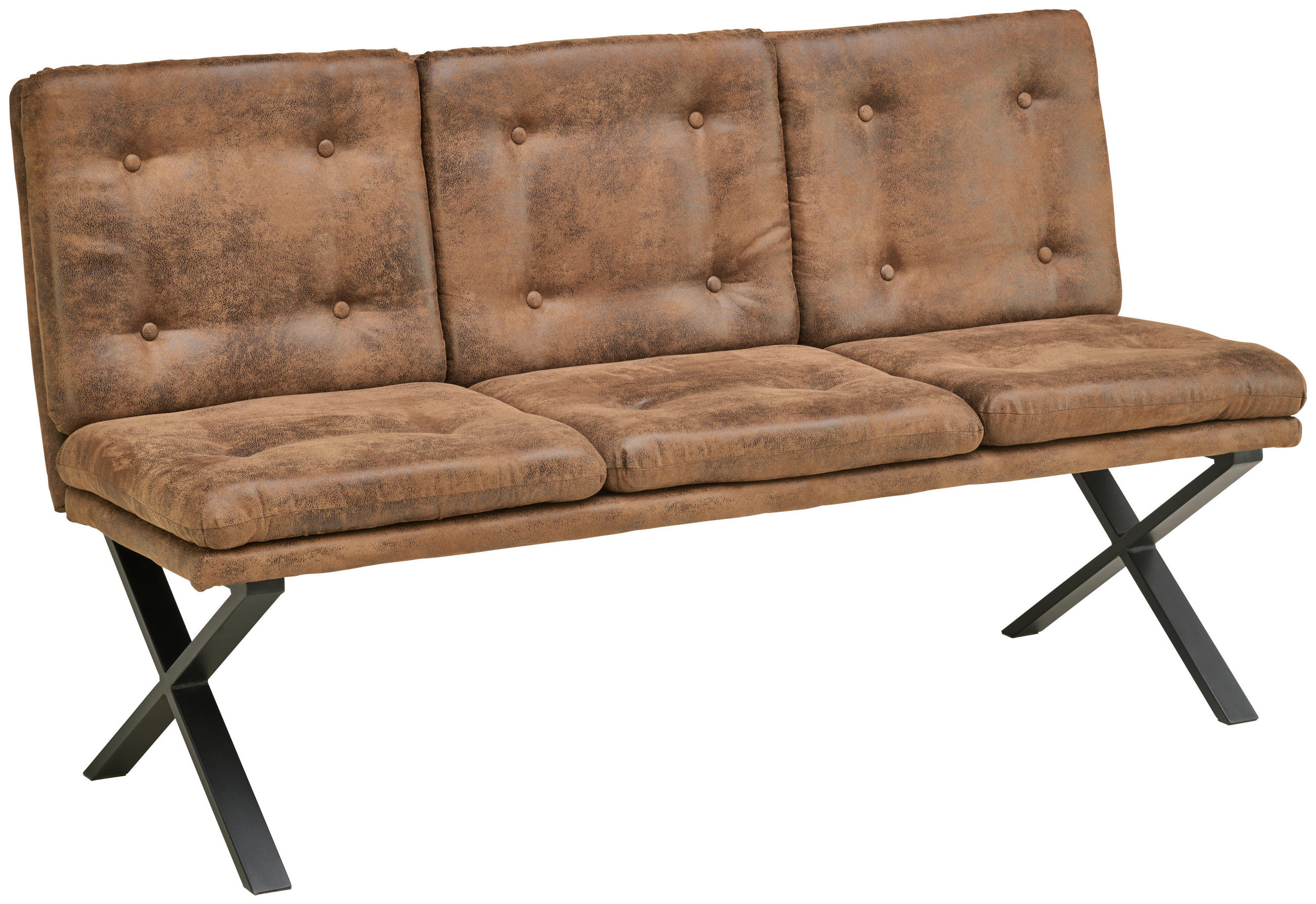 SITZBANK 160/90/41 cm Mikrofaser Braun  - Schwarz/Braun, LIFESTYLE, Textil/Metall (160/90/41cm) - MID.YOU