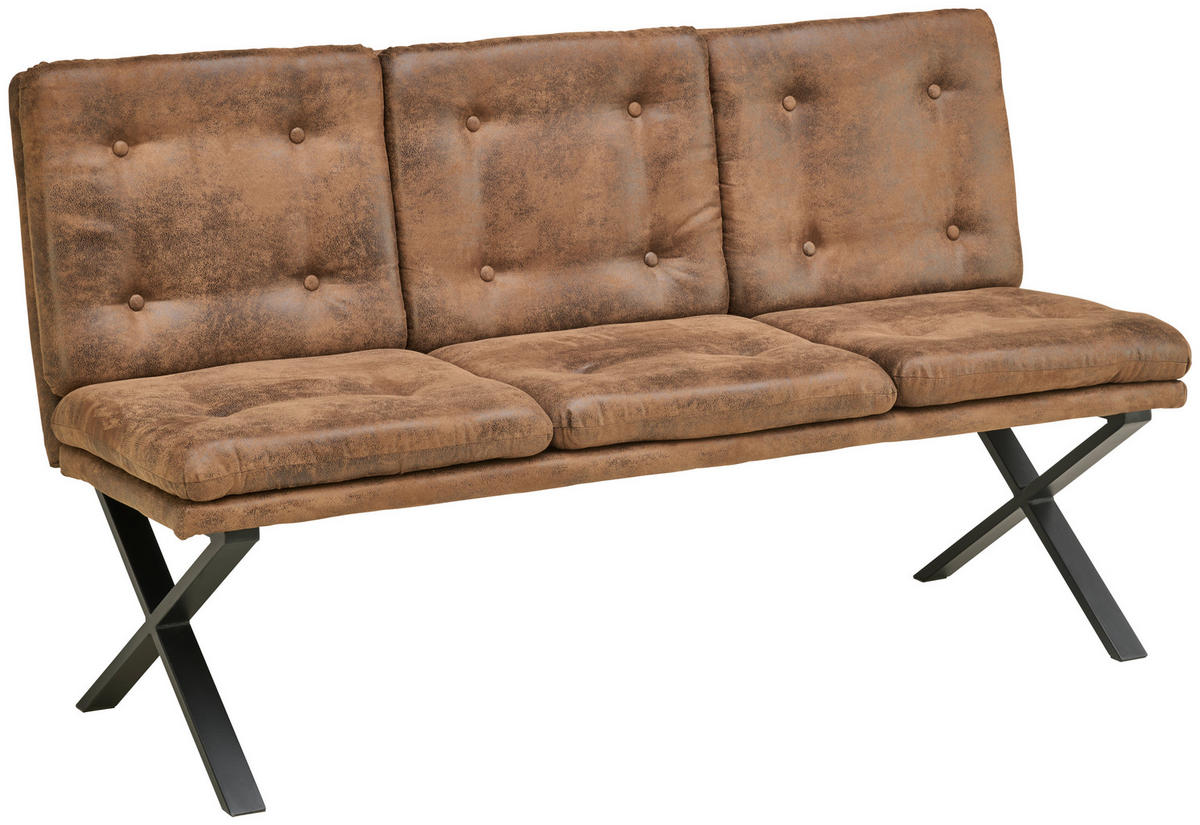 SITZBANK Metall, Textil Braun  - Schwarz/Braun, Lifestyle, Textil/Metall (160/90/41cm) - MID.YOU