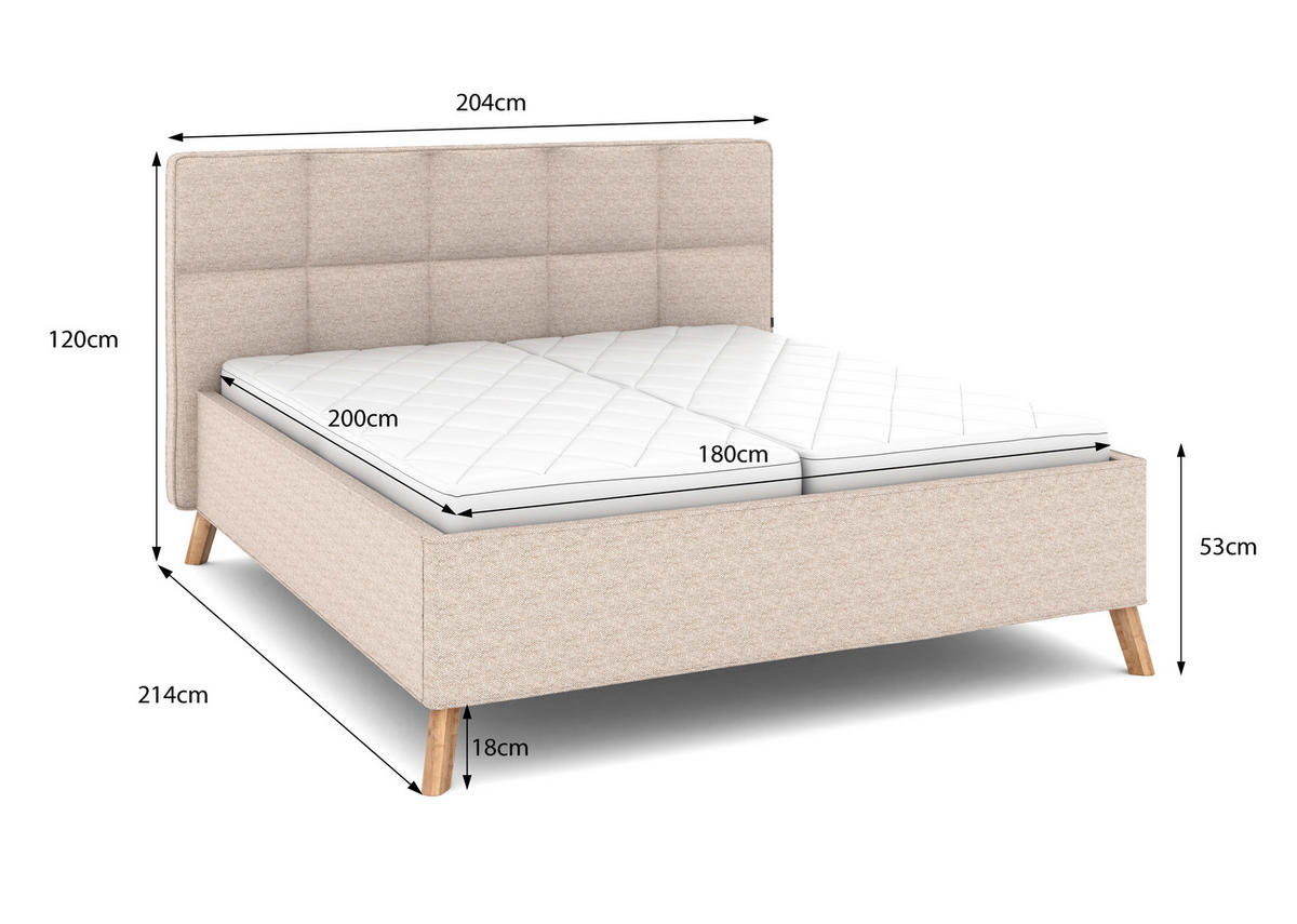 POLSTERBETT Bettkasten, motorische Verstellbarkeit, Fernbedienung, Lattenroste, Matratzen 180/200 cm  in Beige  - Beige/Schwarz, KONVENTIONELL, Holz/Textil (180/200cm) - Musterring