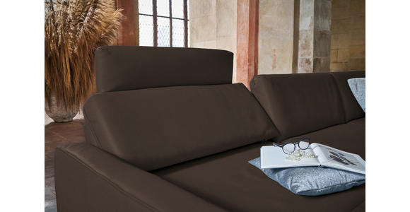 ECKSOFA in Echtleder Dunkelbraun  - Anthrazit/Dunkelbraun, KONVENTIONELL, Leder/Metall (182/324cm) - Ambiente