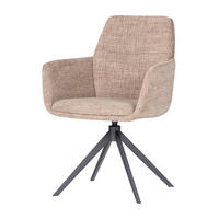 ARMLEHNSTUHL  Sitzfläche 360° drehbar Webstoff  Sandfarben  - Sandfarben/Schwarz, MODERN, Textil/Metall (61/88/63cm) - Livetastic