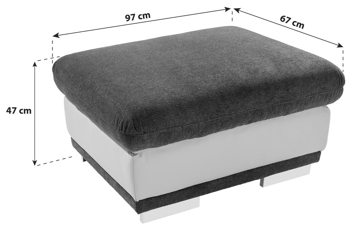 HOCKER in Textil Anthrazit, Hellgrau  - Chromfarben/Anthrazit, Konventionell, Textil/Metall (97/47/67cm) - MID.YOU