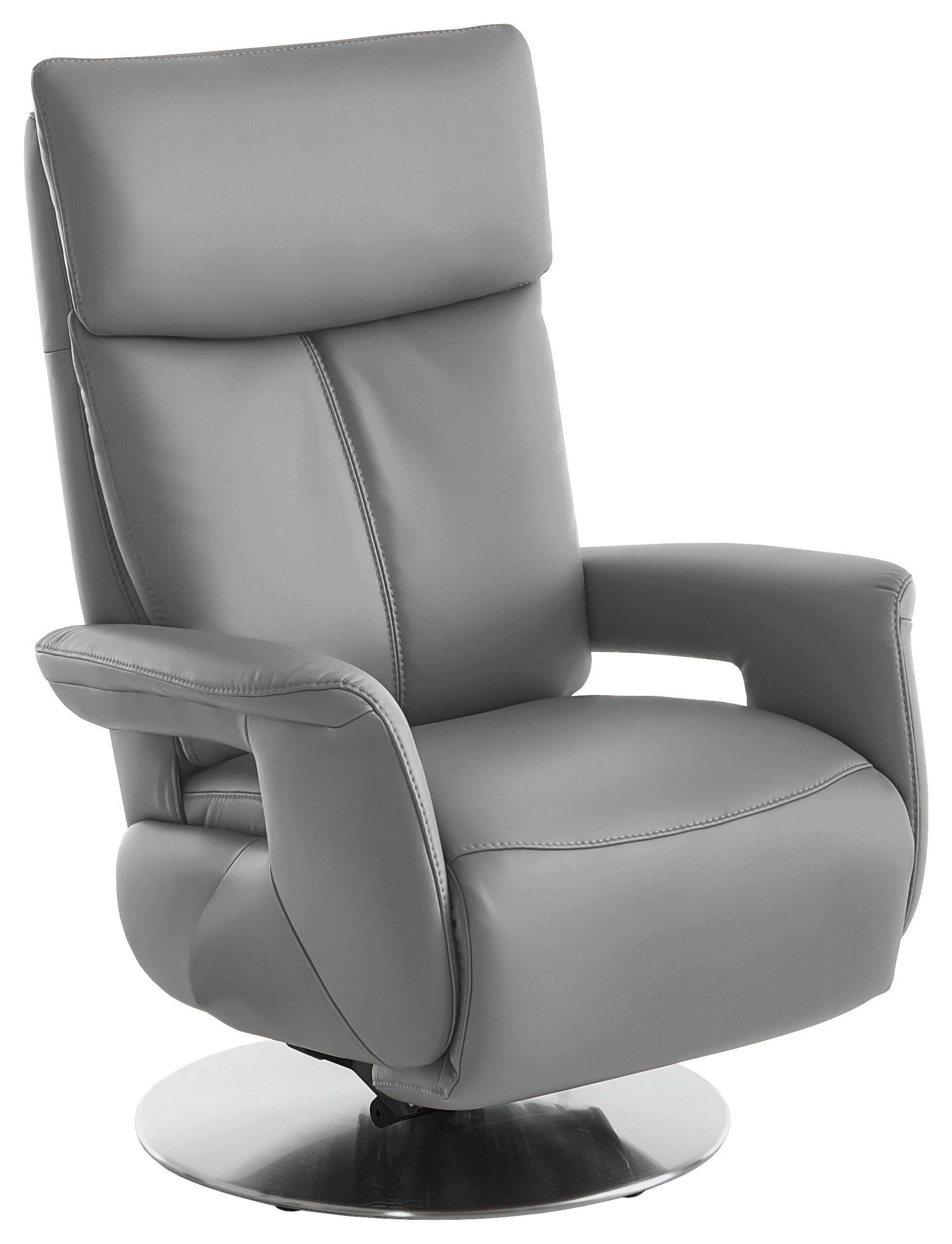 RELAXSESSEL in Leder Hellgrau  - Edelstahlfarben/Hellgrau, Design, Leder/Metall (78/112/85cm) - Cantus