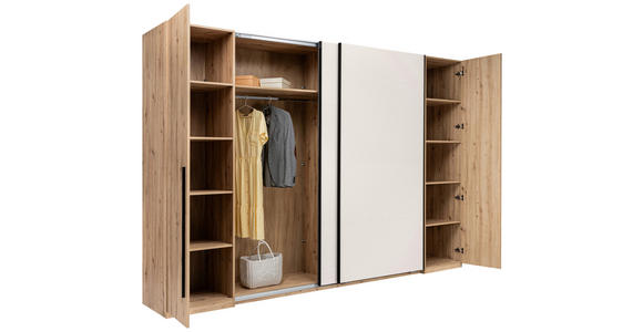DREHTÜRENSCHRANK  in Kaschmir, Eiche Artisan  - Kaschmir/Schwarz, KONVENTIONELL, Holzwerkstoff/Metall (312,4/226,5/61,5cm) - Carryhome