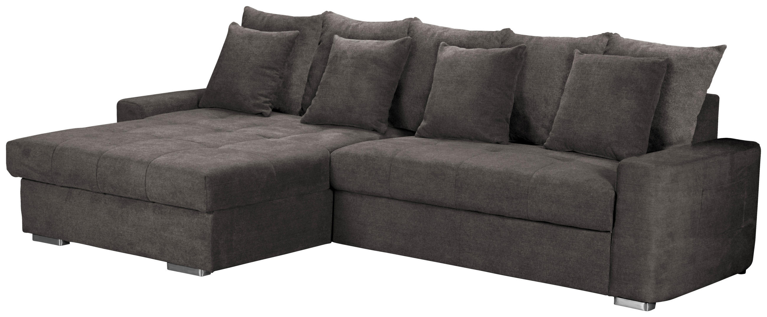 ECKSOFA in Mikrofaser Dunkelbraun  - Dunkelbraun/Silberfarben, Modern, Holz/Textil (164/293cm) - MID.YOU