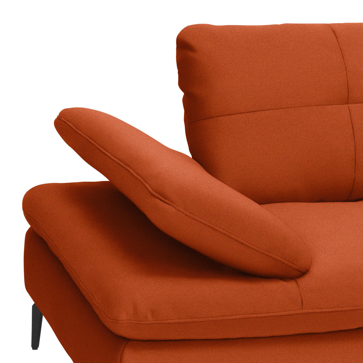 ECKSOFA in Webstoff Terracotta  - Terracotta/Schwarz, Design, Textil/Metall (301/179cm) - Chilliano