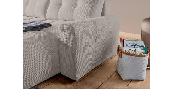 ECKSOFA in Flachgewebe Greige  - Greige/Schwarz, KONVENTIONELL, Kunststoff/Textil (256/157cm) - Carryhome