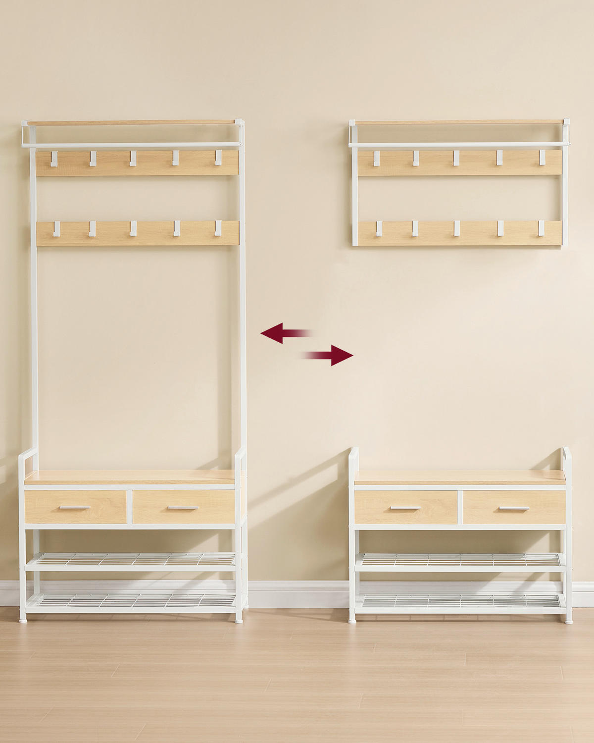 GARDEROBE 4-teilig  in 80,4/181,6/30 cm  - Eichefarben/Weiß, Trend, Holzwerkstoff/Metall (80,4/181,6/30cm) - Boxxx