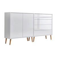 SIDEBOARD Mailand Set 3 + HF 158/86/33 cm 4 Schublade(n)  - Weiß Hochglanz/Weiß, MODERN, Holz/Holzwerkstoff (158/86/33cm) - MID.YOU