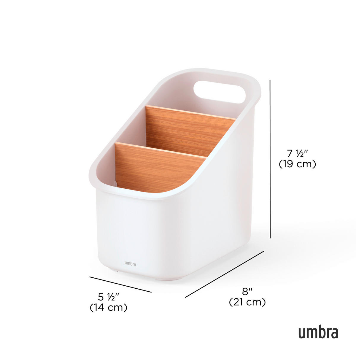 KÜCHENUTENSILIENHALTER - Naturfarben/Weiß, Basics, Holz/Kunststoff (14/21/19cm) - Umbra