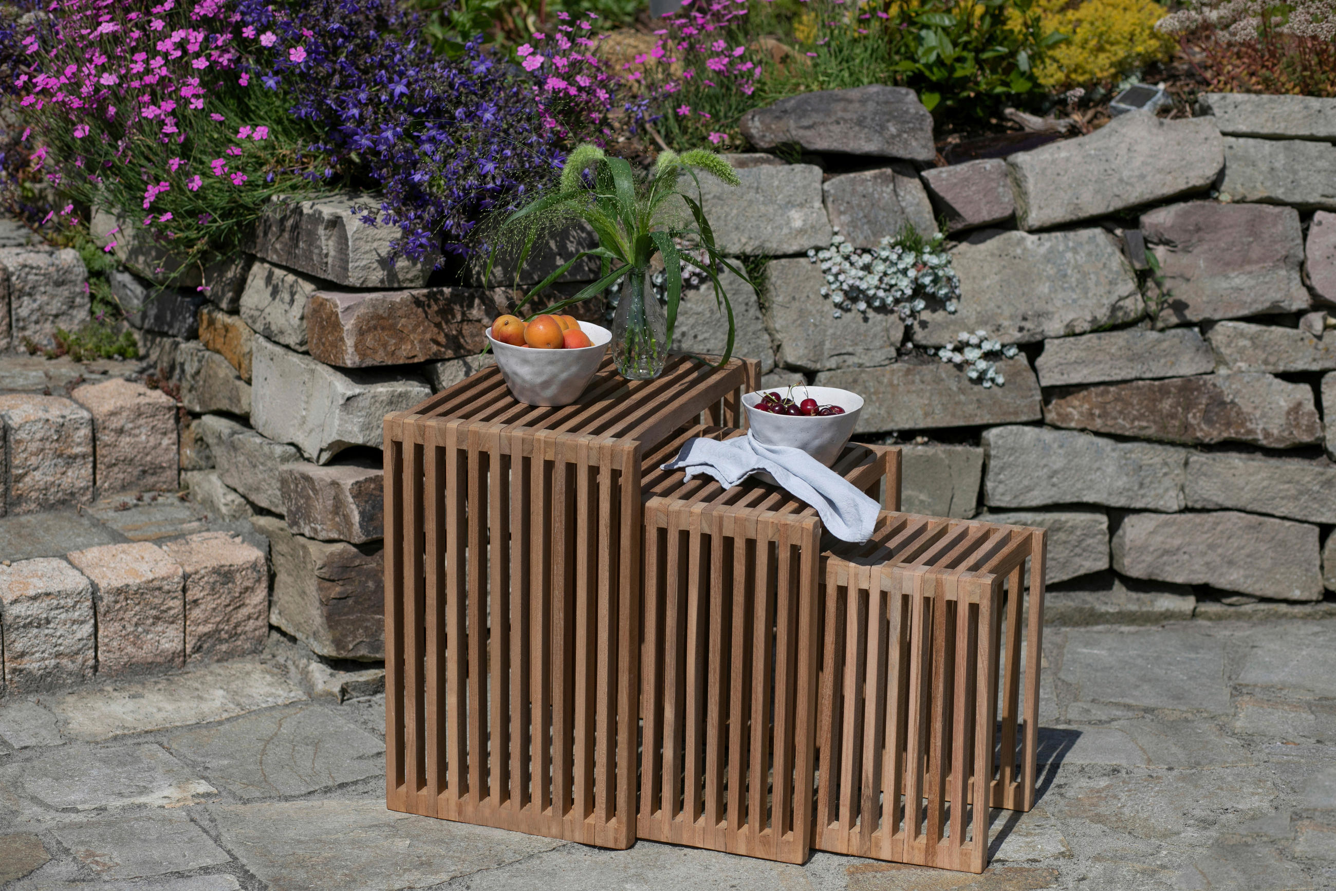 GARTEN-BEISTELLTISCHSET Holz  - Teakfarben, Basics, Holz - Gardenson