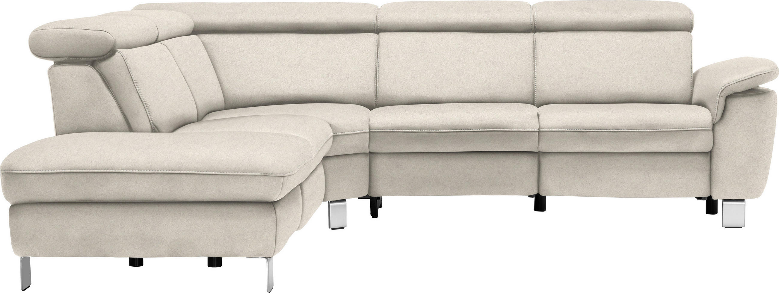 ECKSOFA in Flachgewebe, Mikrofaser Ecru  239/271 cm  - Ecru/Beige, Design, Textil/Metall (239/271cm) - Cantus