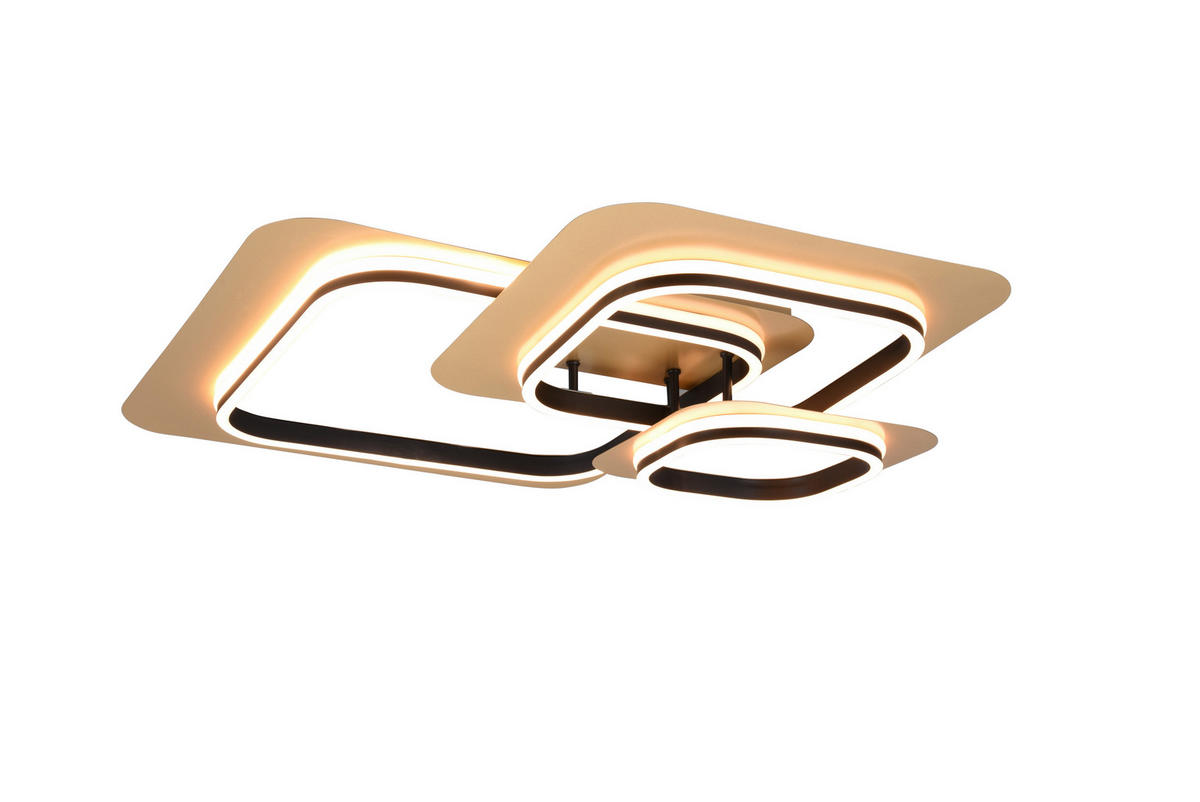 LED-DECKENLEUCHTE Lugo 74/74/13 cm   - Goldfarben/Schwarz, LIFESTYLE, Metall (74/74/13cm) - Trio Leuchten