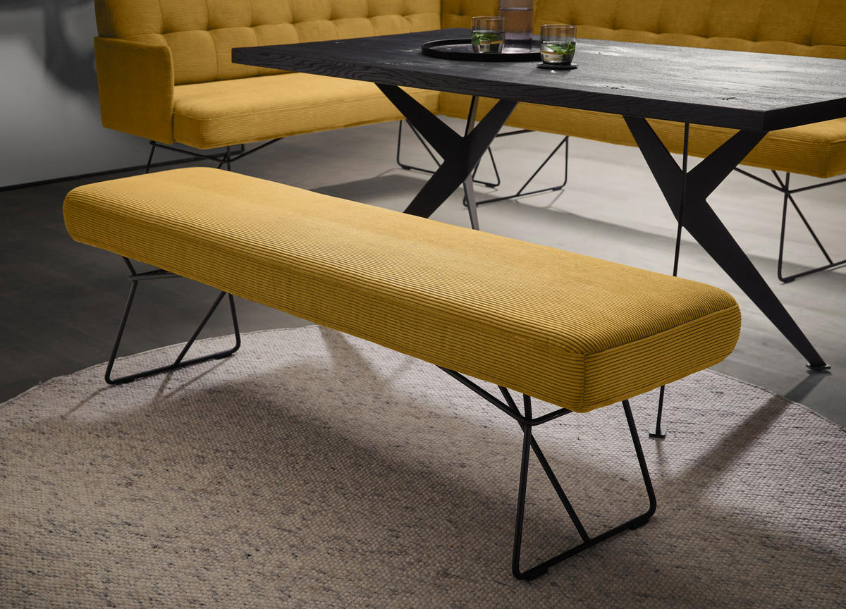 SITZBANK 160/85/45 cm Feincord Gelb, Grün Metall  - Gelb/Schwarz, Design, Textil/Metall (160/85/45cm) - Johann Jakob