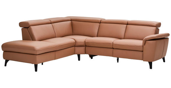 ECKSOFA in Echtleder Braun  239/271 cm  - Schwarz/Braun, Design, Leder/Metall (239/271cm) - Cantus