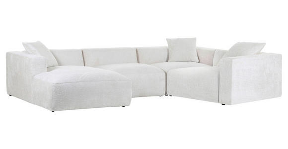 WOHNLANDSCHAFT Creme Chenille - Creme/Schwarz, MODERN, Kunststoff/Textil (178/356/225cm) - Carryhome
