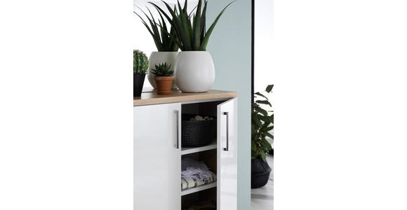 GARDEROBE 3-teilig in 222/201/35 cm - Eichefarben/Weiß, Design, Glas/Holz (222/201/35cm) - Moderano