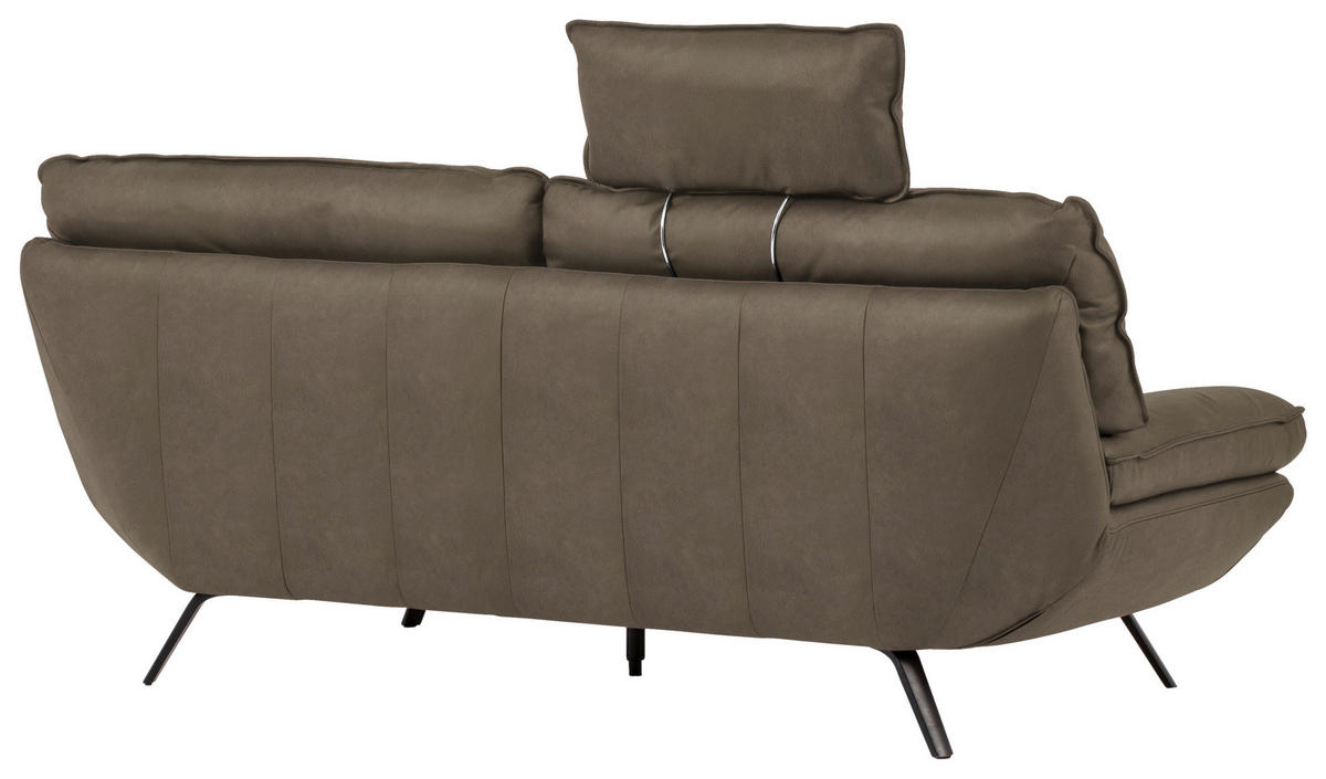 2,5-SITZER in Leder Graubraun  - Graubraun/Schwarz, Design, Leder/Metall (206/94/95cm) - Celina