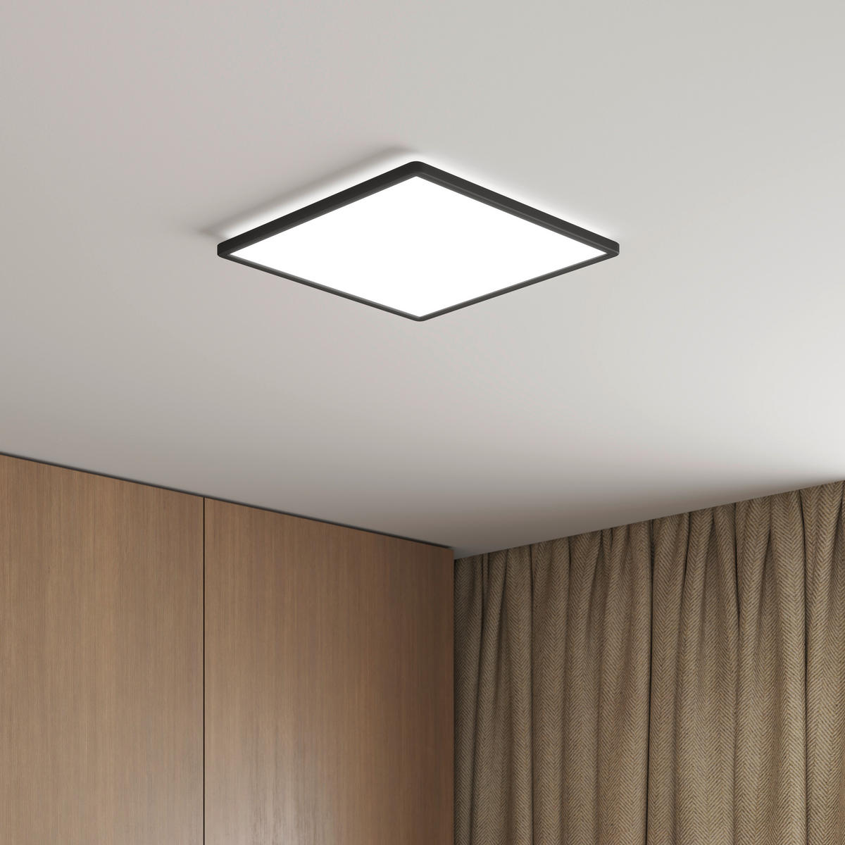LED MENNYEZETI LÁMPA - fekete, Basics, műanyag (42/42/2,9cm) - Novel