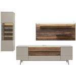 WOHNWAND 325/214,5/49,2 cm  in Eichefarben, Fango  - Fango/Eichefarben, Design, Glas/Holz (325/214,5/49,2cm) - Moderano