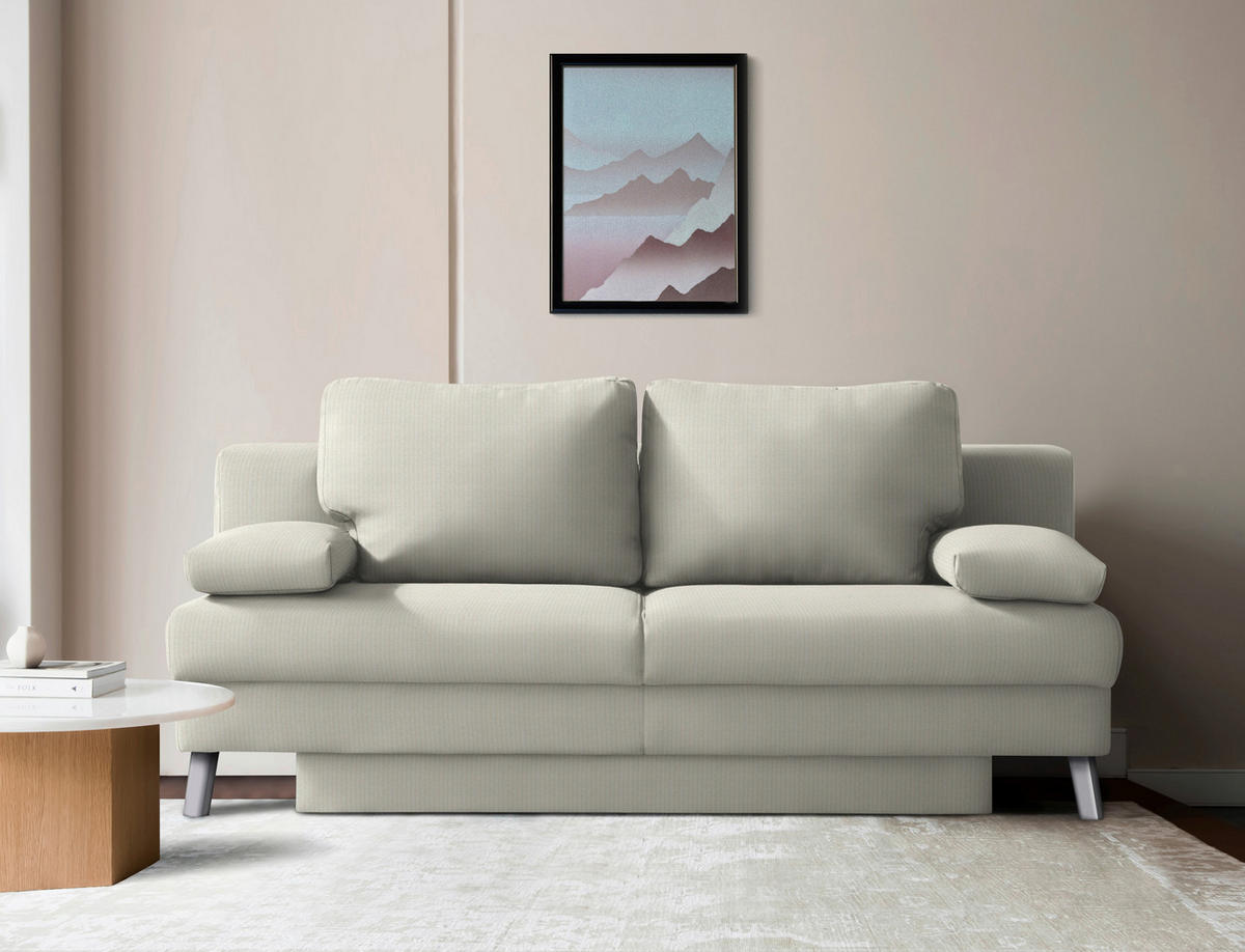 SCHLAFSOFA  in Cord Creme  - Chromfarben/Creme, MODERN, Textil/Metall (194/91/90cm) - Novel