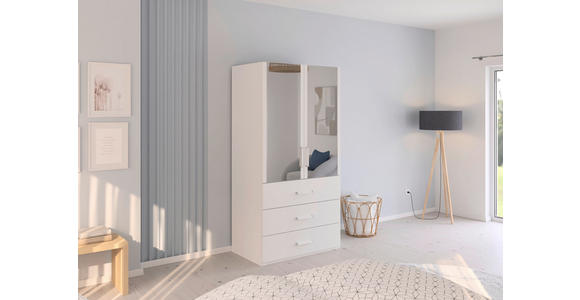 DREHTÜRENSCHRANK in Weiß - Weiß, Design, Glas/Holzwerkstoff (101/197/60cm) - Novel