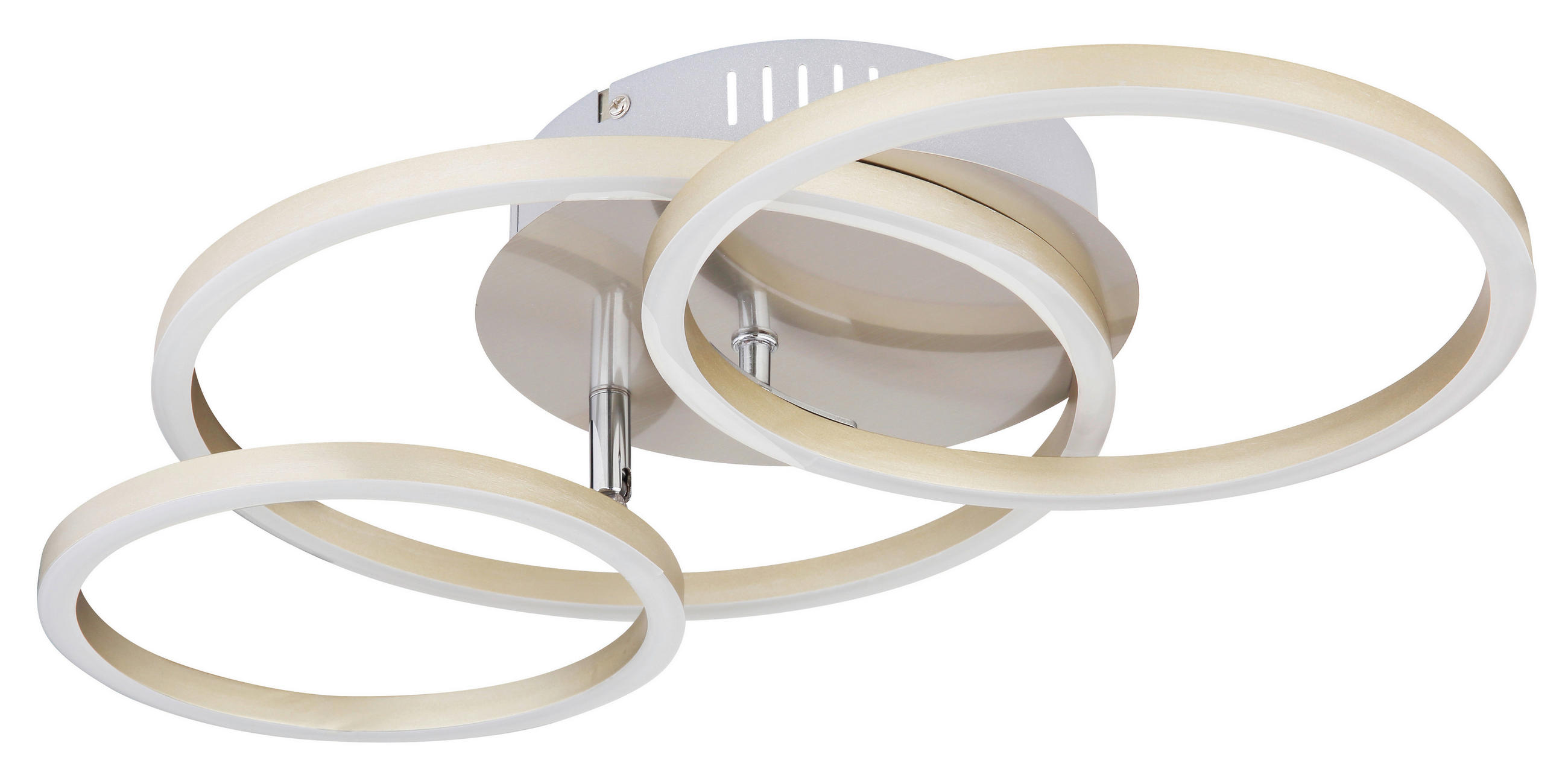 LED-TAKLAMPA Kendy 30 W 50/30/9,5 cm  - vit/nickelfärgad, Basics, metall/plast (50/30/9,5cm) - Globo