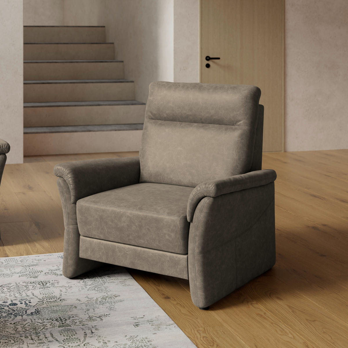 SESSEL Mikrofaser Graubraun  - Graubraun/Schwarz, Konventionell, Kunststoff/Textil (104/98/91cm) - Elegando