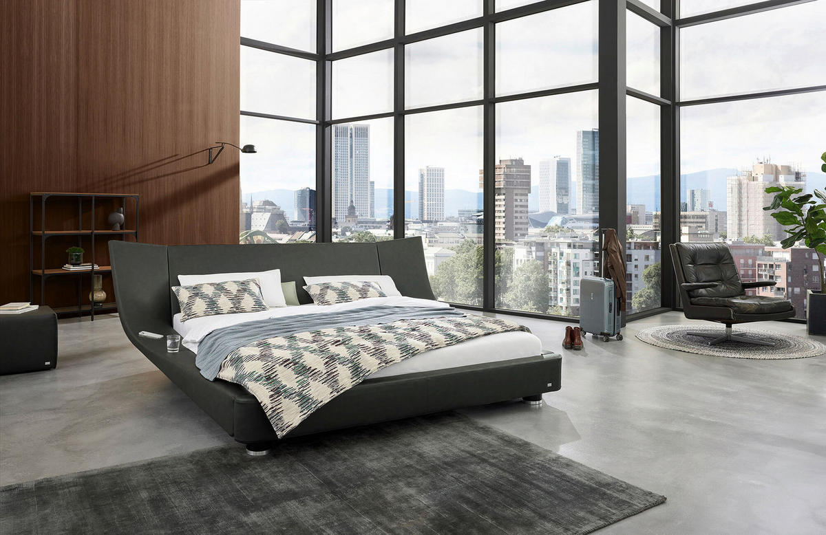 POLSTERBETT 160/200 cm  in Anthrazit  - Chromfarben/Anthrazit, Basics, Holz/Textil (160/200cm) - RUF Betten
