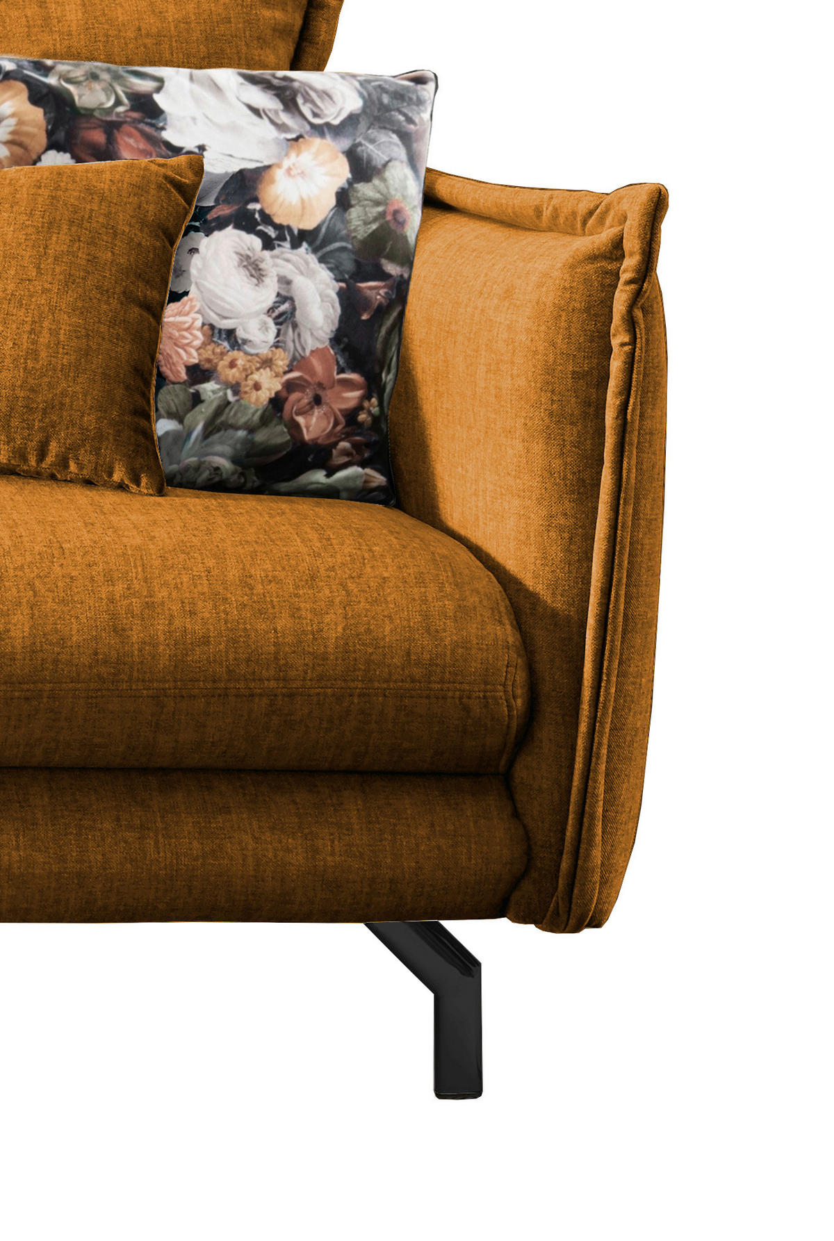 ECKSOFA Gelb Velours  - Gelb/Multicolor, MODERN, Textil/Metall (180/255cm) - Livetastic