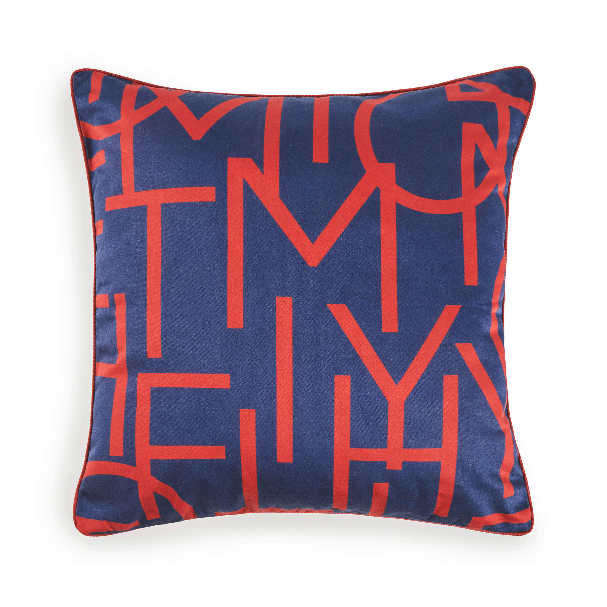 KISSENHÜLLE Bold Script 40/40 cm  - Blau/Weinrot, Basics, Textil (40/40cm) - Tommy Hilfiger