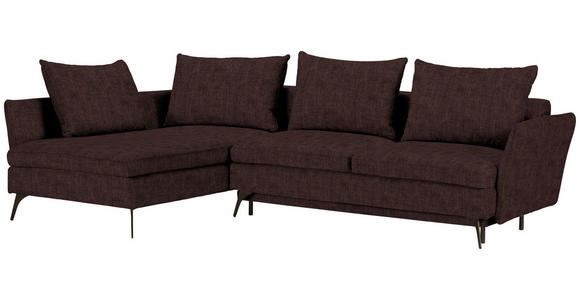 ECKSOFA in Webstoff Braun 182/282 cm - Schwarz/Braun, MODERN, Textil/Metall (182/282cm) - Carryhome